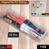 1169 Unique Magnet Pen Premium Writing Pen 24 pcs Set For Office , School & Multiuse Magnet Pen ( Mix Color ) DeoDap