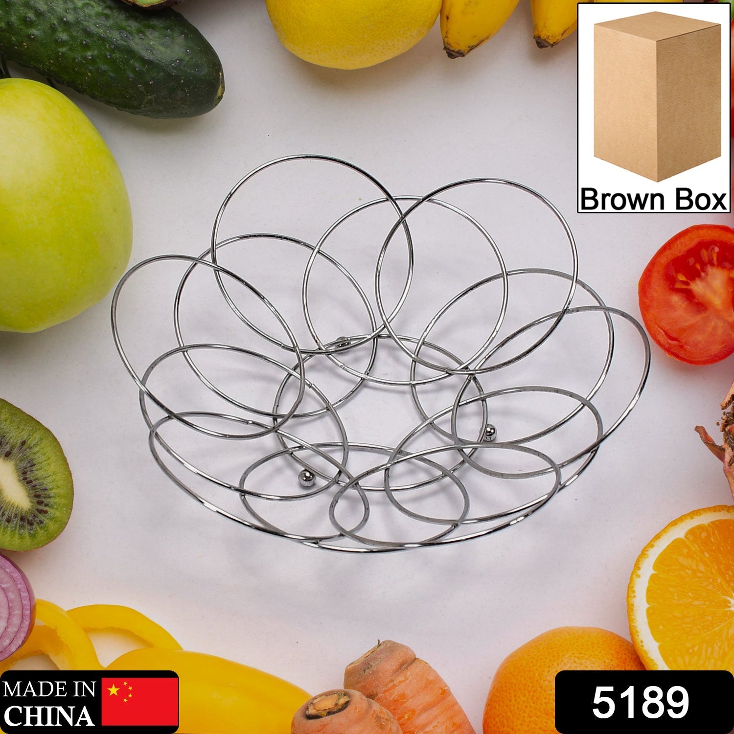 5189 Fruit Storage Bowl Steel  39cm For Kitchen & Home Use DeoDap