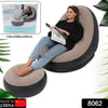 8062 Inflatable Sofa Lounge Chair Ottoman, Blow Up Chaise Lounge Air Sofa, Indoor Flocking Leisure Couch for Home Office Rest, Inflated Recliners Portable Deck Chair for Outdoor Travel Camping Picnic. DeoDap