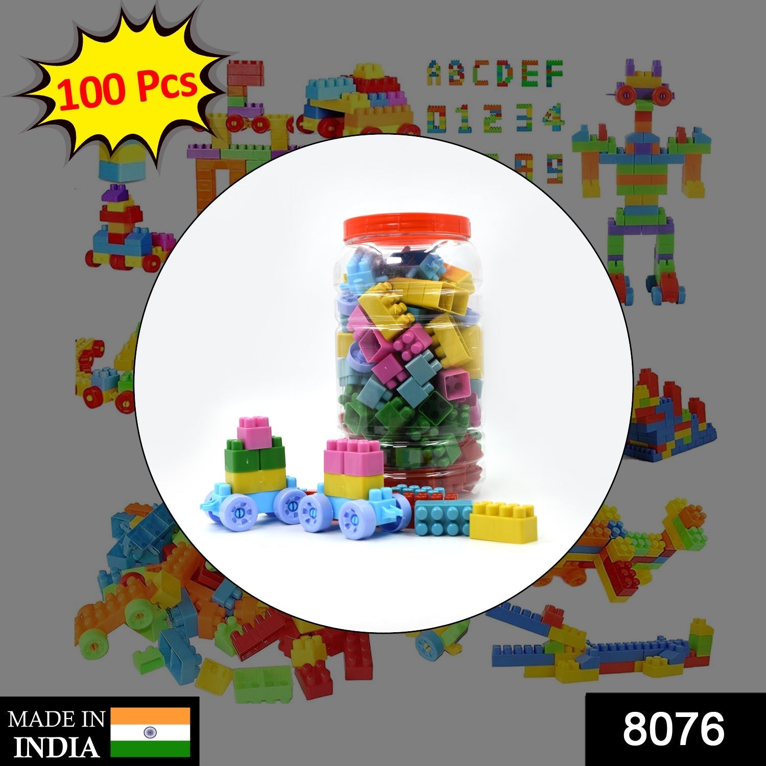 8076 100pc Building Blocks Early Learning Educational Toy for Kids DeoDap