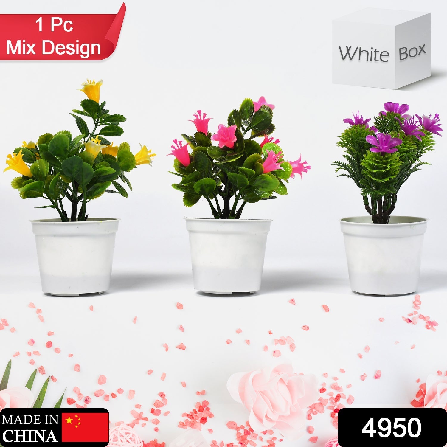 4950 Flower Pot Artificial Decoration Plant | Natural Look & Plastic Material For Home , Hotels , Office & Multiuse Pot