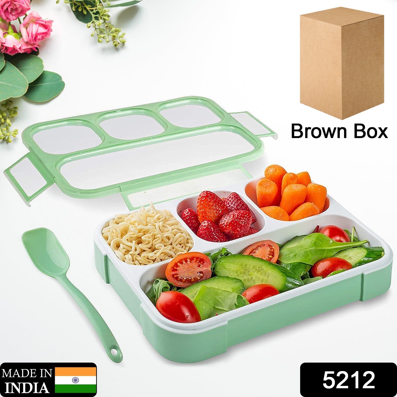 5212 Lunch Box 4 Compartment With Leak Proof Lunch Box For School & Office Use DeoDap