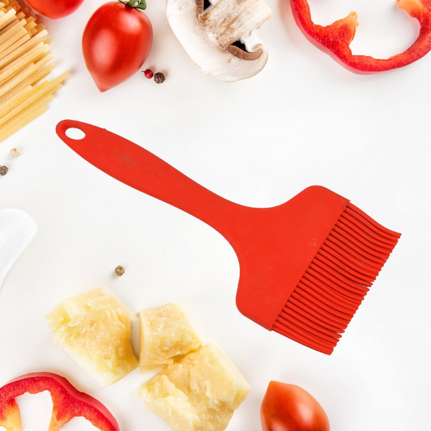 5383 Silicone Premium Brush with Grip Handle, Silicone Brush Baking Bread Cooking Oil Cream Tools Multipurpose Kitchen Utensil Tool, Red. DoeDap