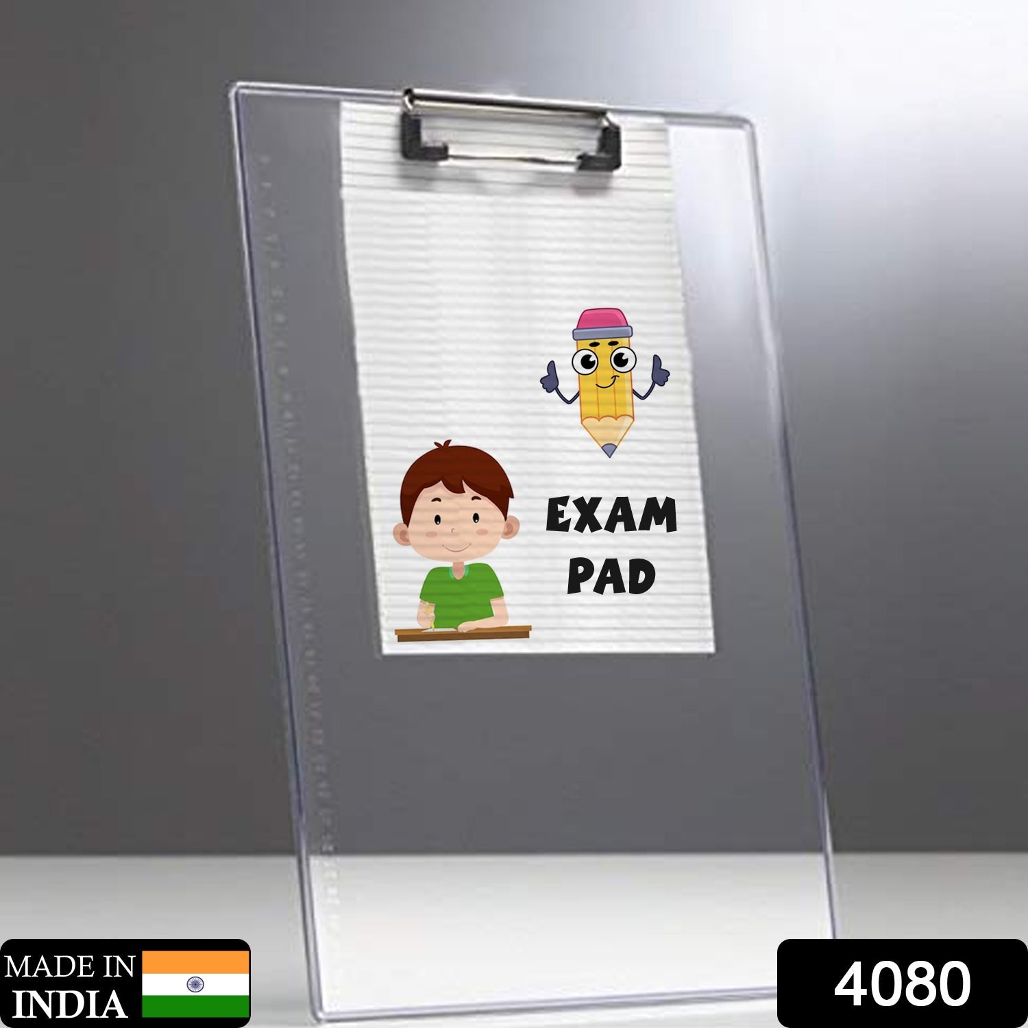 4080 Transparent Premium Exam Pad Best for Students in All Exams Unbreakable Flexible Board with a Centimeter Measuring Side Pad For School & Exam Use DeoDap