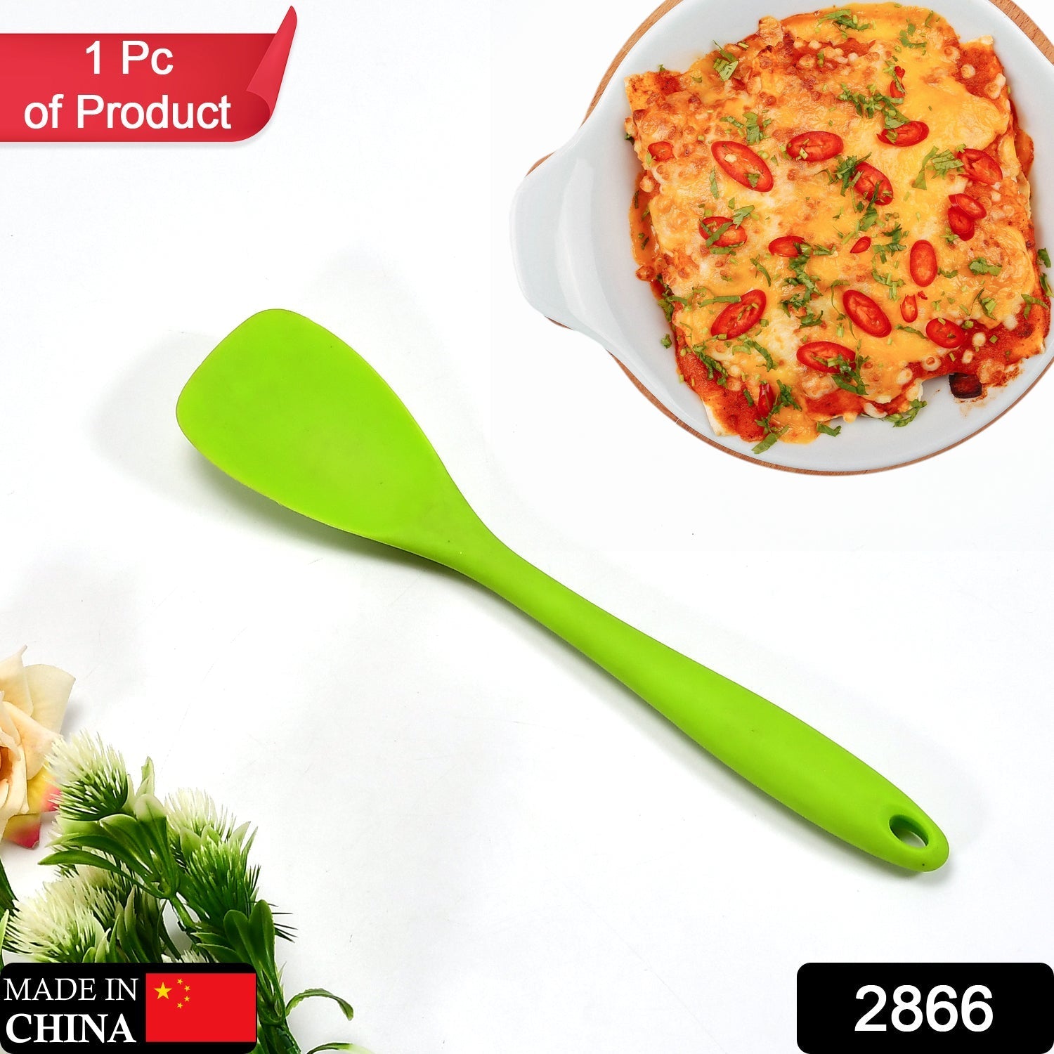 2866 Silicone Spoonula, Spatula Spoon, High Heat Resistant, Non Stick Rubber Utensil DeoDap