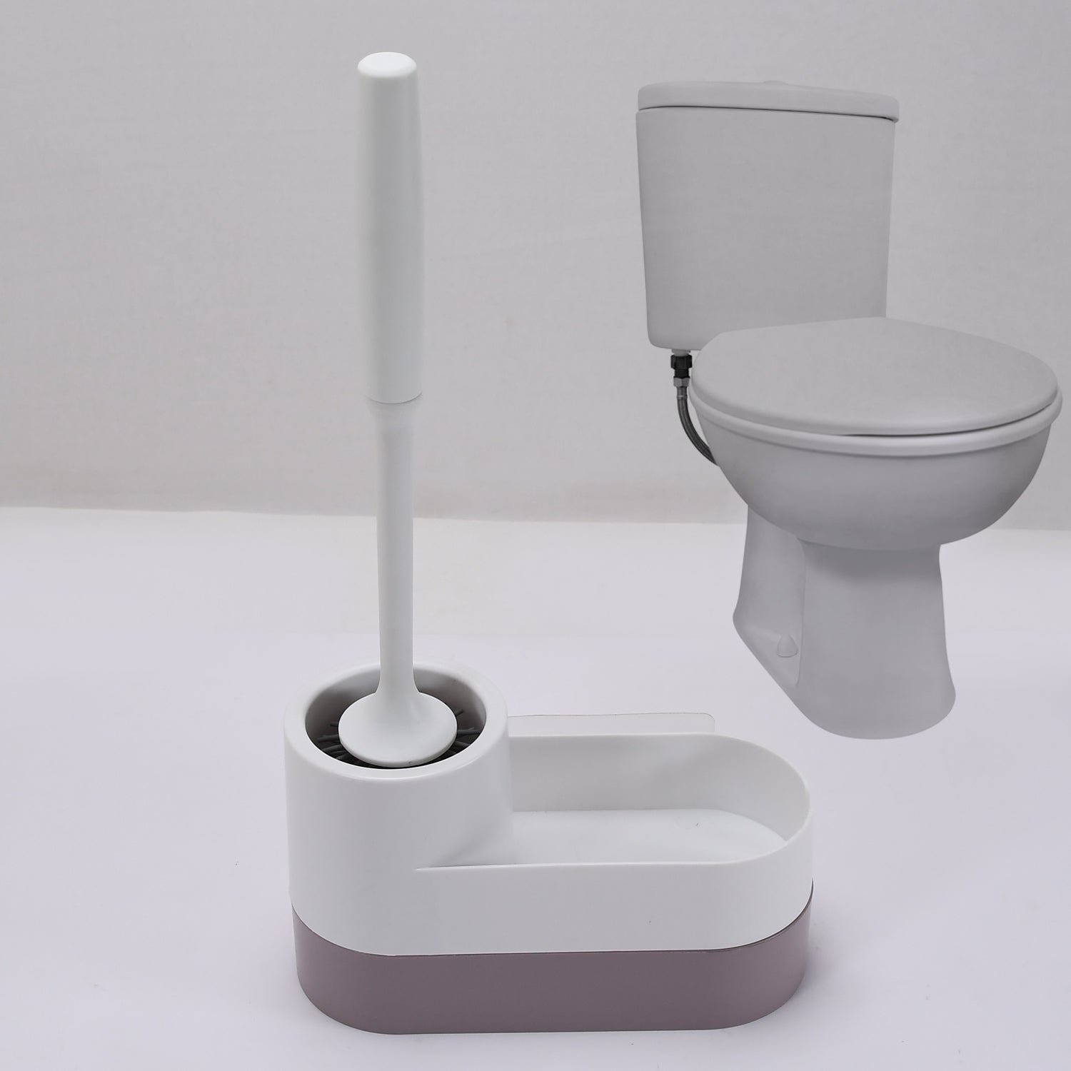 6695 Toilet Brush and Holders, Deep Cleaning Silicone Toilet Brush ,Floor Standing & Wall Mounting Toilet Brush Holder DeoDap