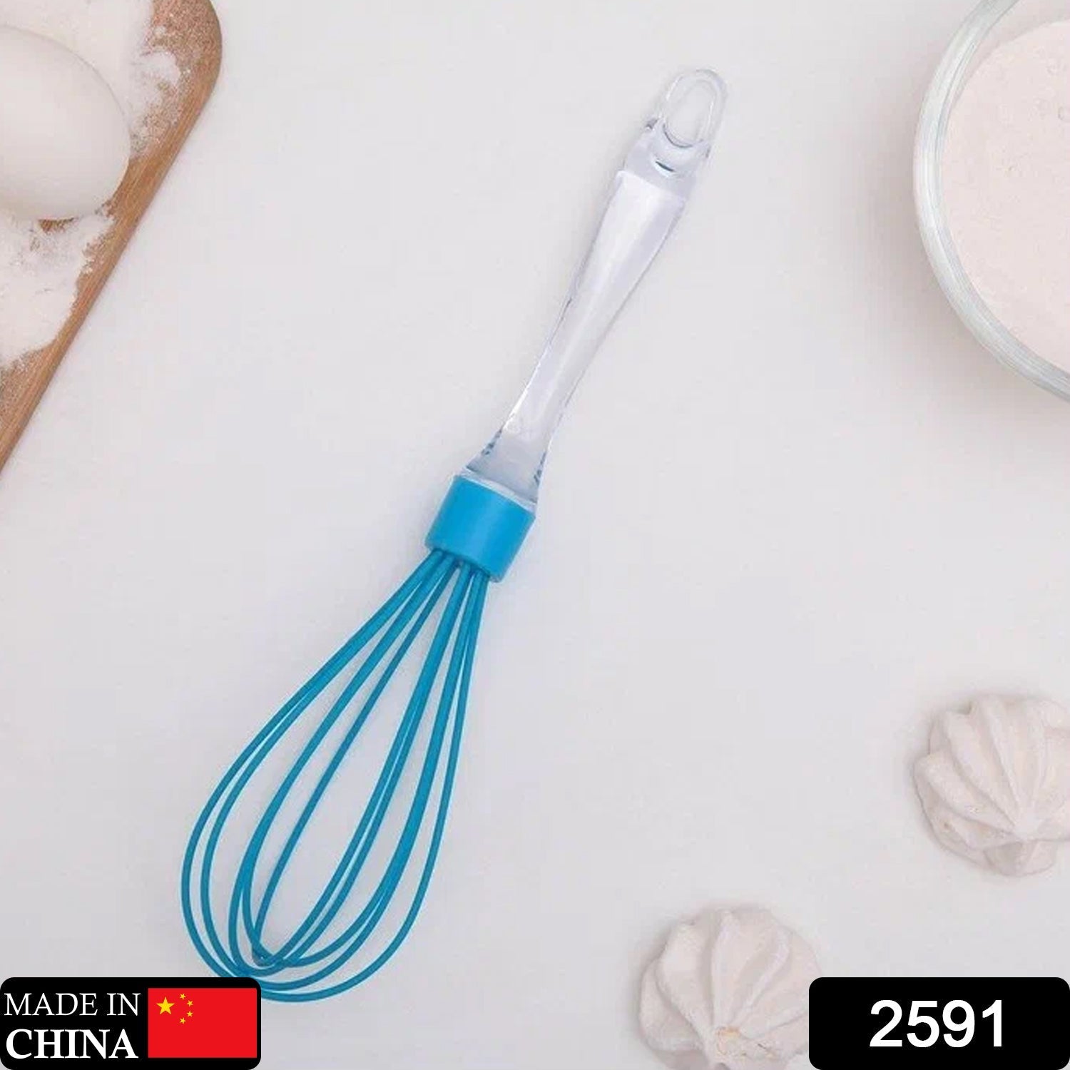 2591 Acrylic Handle Silicone Whisk Manual Balloon Wire Whisk Hand Egg Mixer Beater Kitchen Blender Egg Tool Silicone Balloon Whisk DeoDap