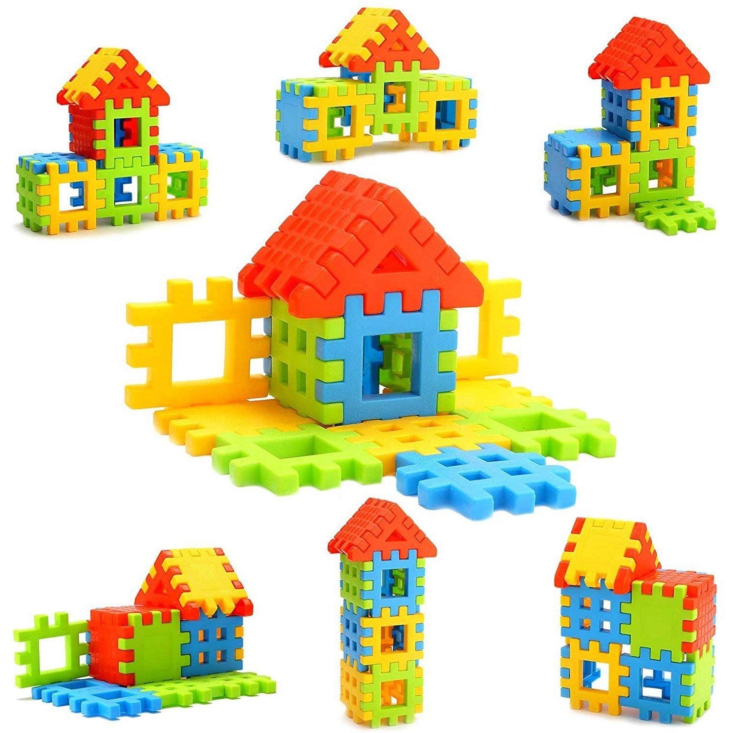 8038  Blocks House Multi Color Building Blocks with Smooth Rounded Edges (110Pc Set) DeoDap