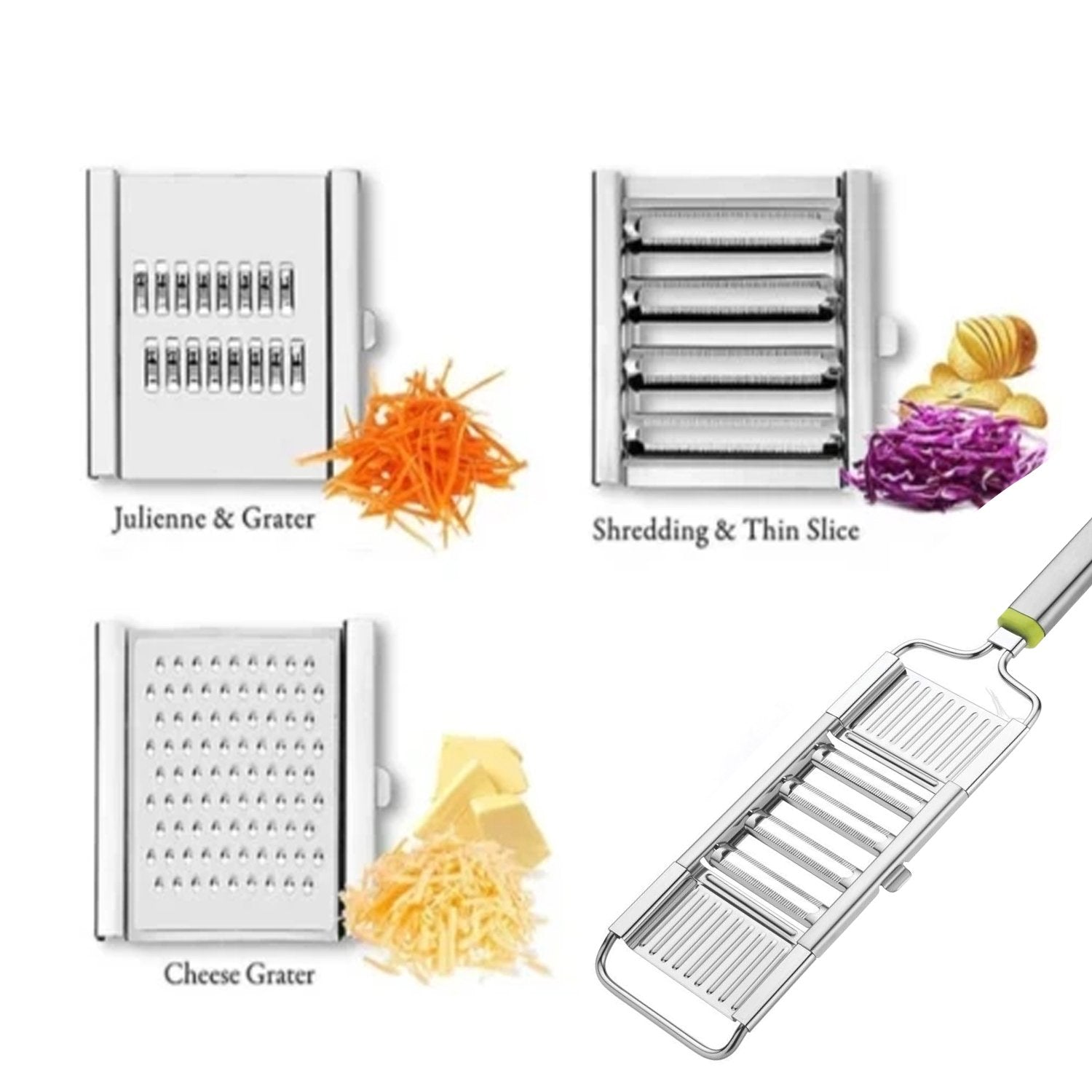 2598 Multipurpose 3 in1 Stainless Steel Grater and Slicer DeoDap