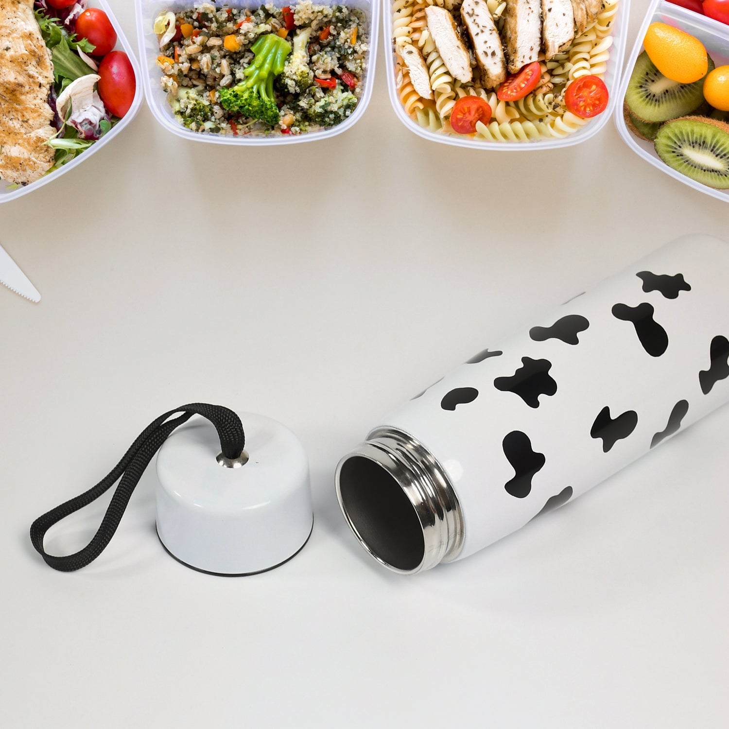 6784 Cow Print Stainless Steel Design Water Bottle Easy To Carry Bottle Leak-Proof Bottle For Office Bottle | Gym Bottle | Home | Kitchen | Hiking | Treking Bottle | Travel Bottle  ( 400ml ) DeoDap