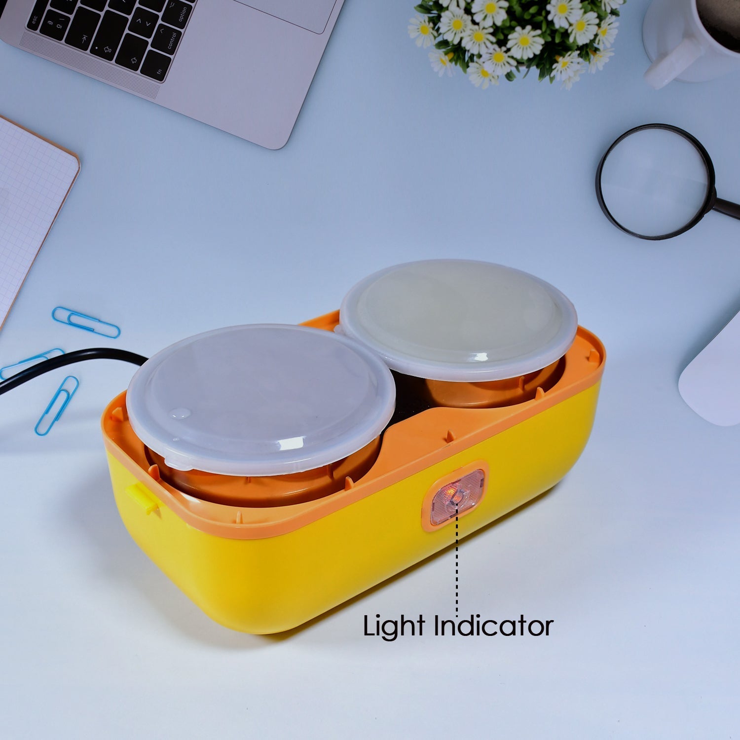 2944 2Layer Electric Lunch Box for Office, Portable Lunch Warmer with Removable 4 Stainless Steel Container. DeoDap