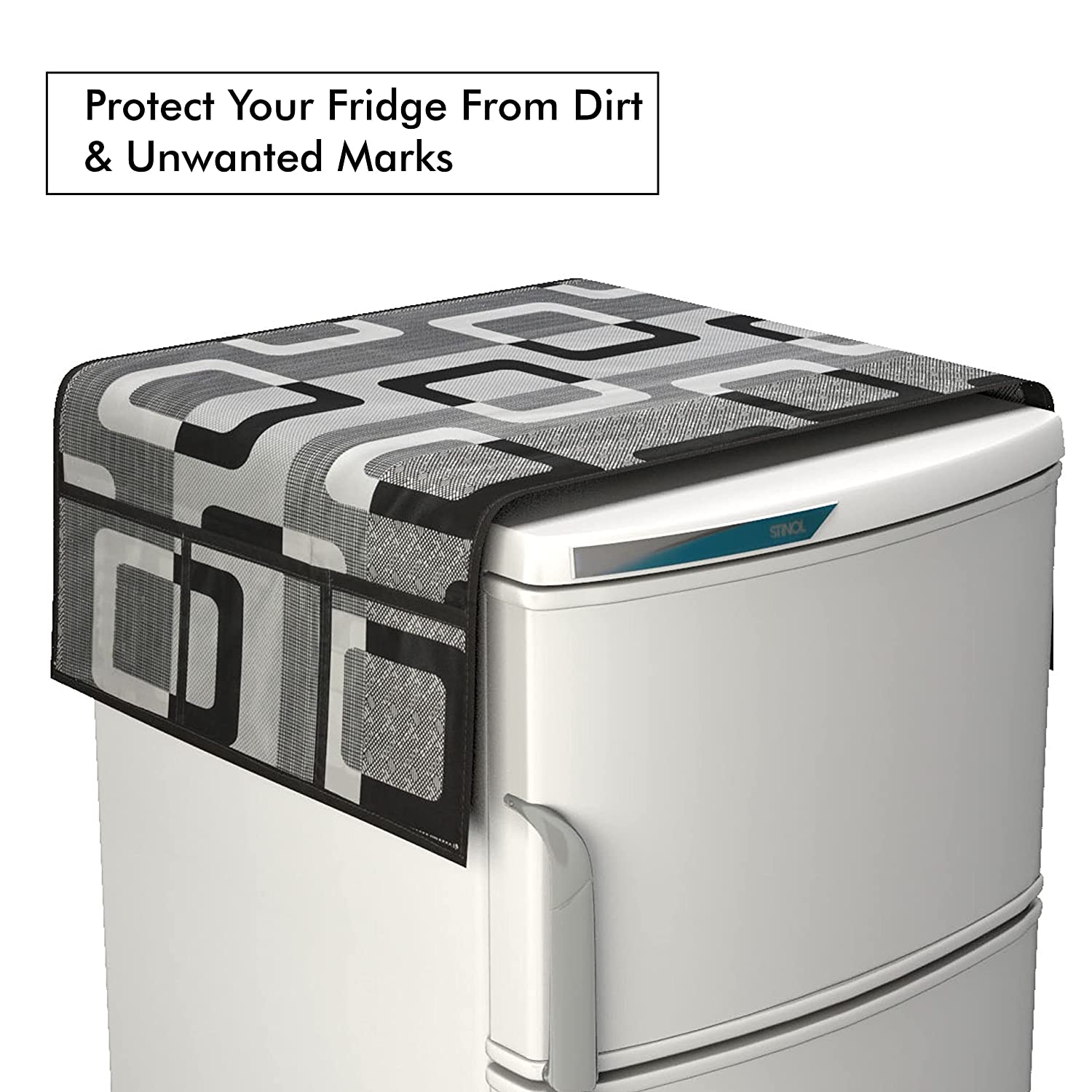 1090 Fridge Top Cover Cotton Material 6 Utility Side Pockets Fridge Cover For All types Fridge Use DeoDap