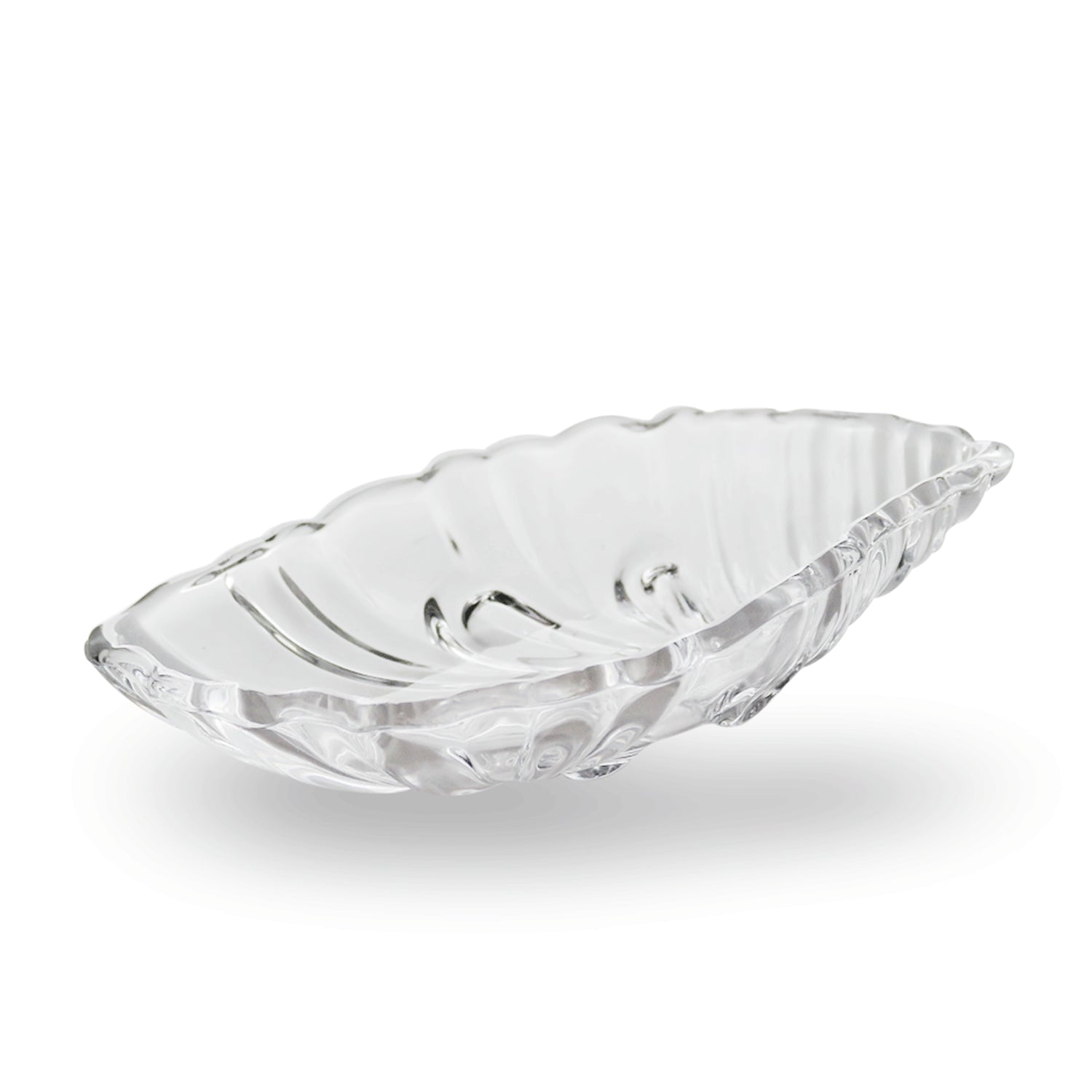 2354 Leaf shaped Glass Serve tray of snacks, Mukhwaas, and ice cream. DeoDap