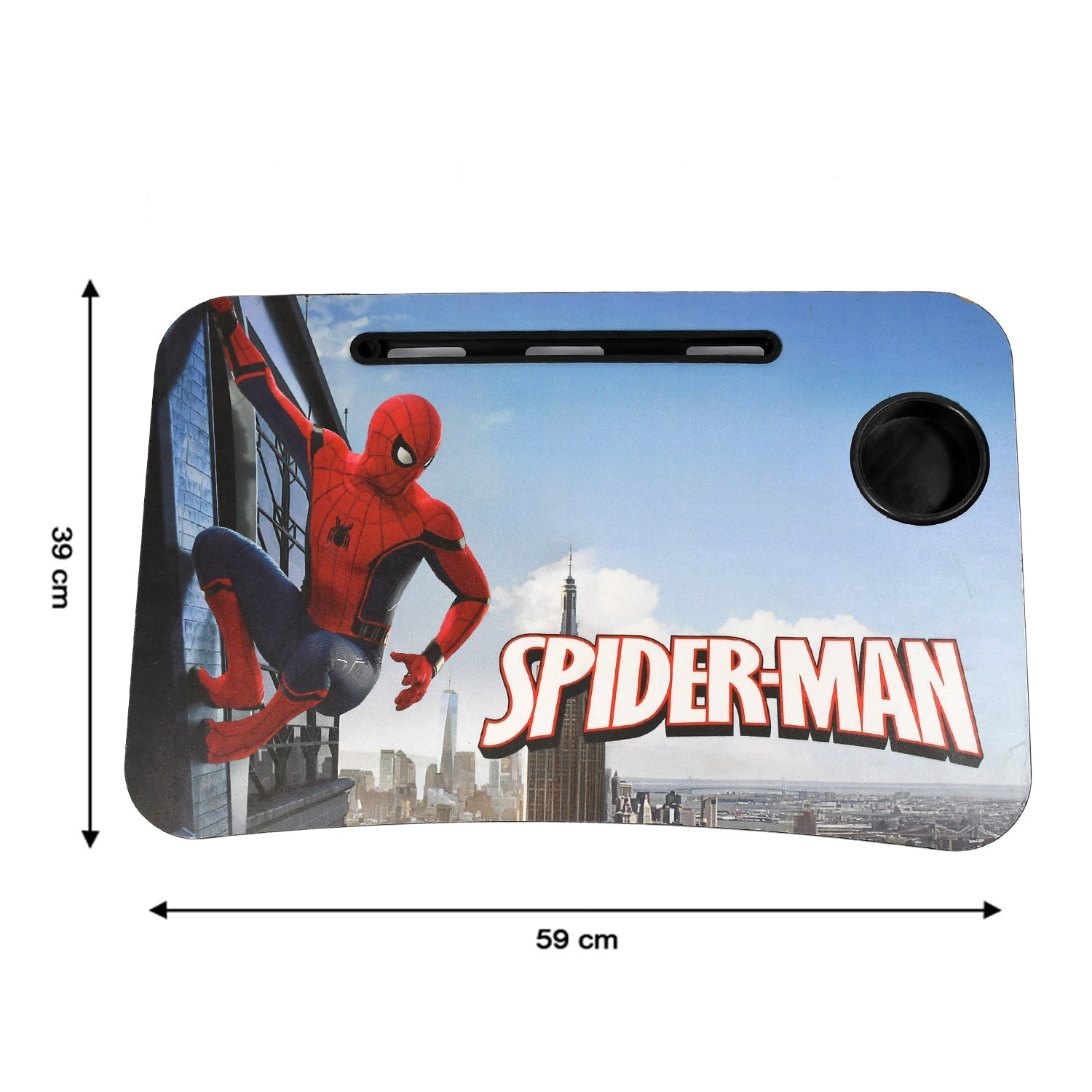 7692 Foldable Laptop Spiderman Printed Table for Adults , Portable Study Table for Kids, Work from Home Lapdesk with Tablet Holder and Cupholder Table DeoDap