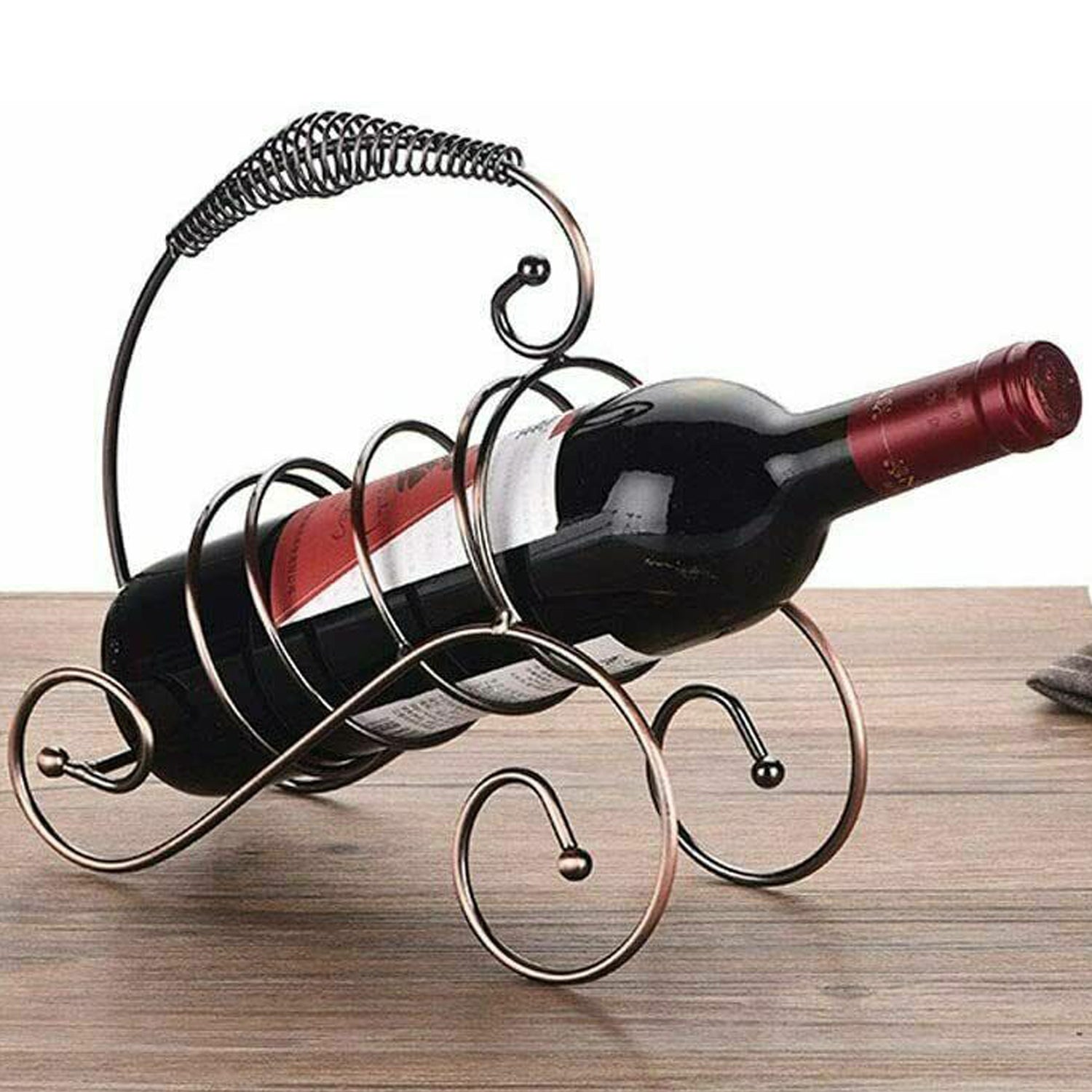 5114 Metal Wedding Party Spring Decor Wine Bottle Rack Standing Holder Copper Tone (stainless Steel) DeoDap