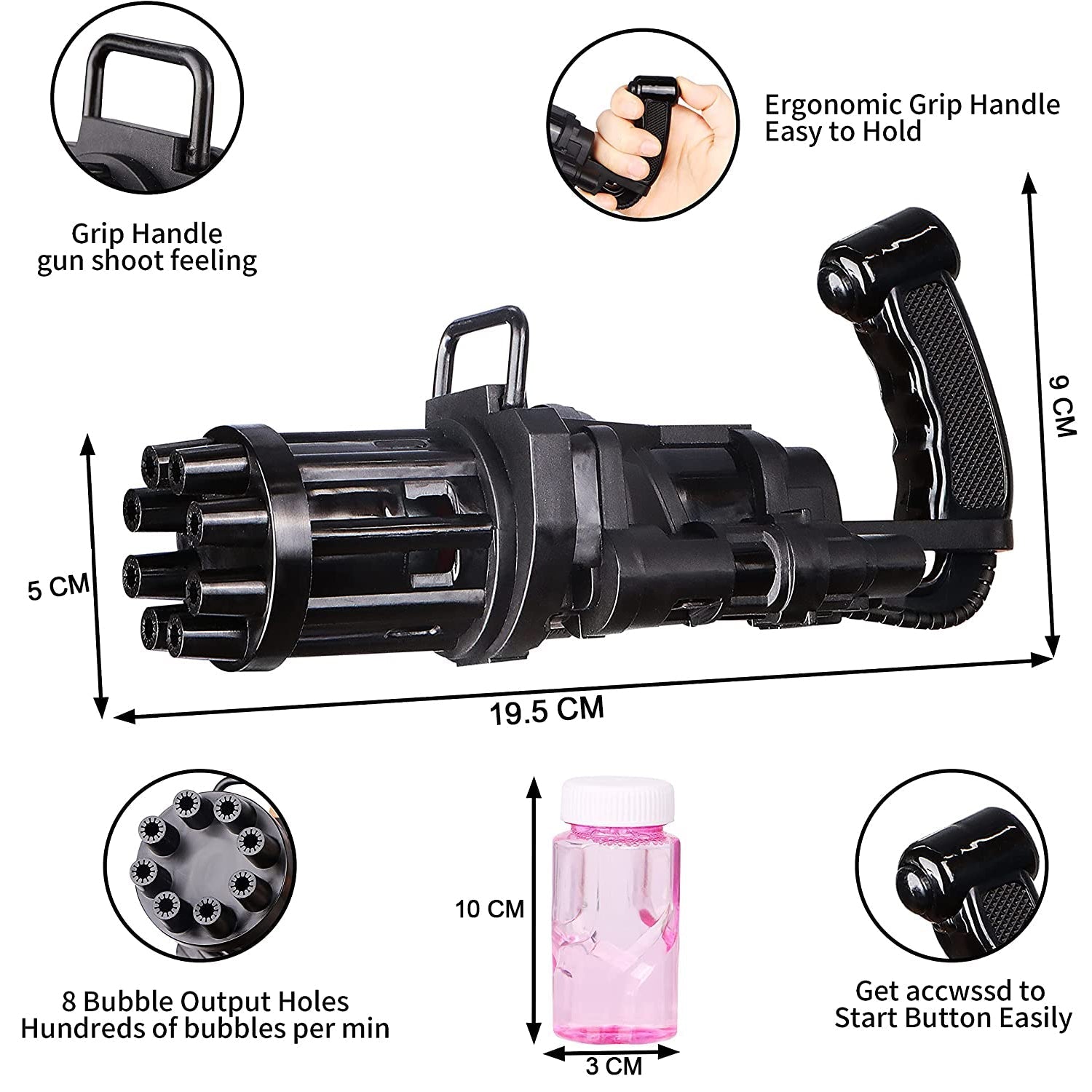 8028  8-Hole battery operated Bubbles Gun Toys for Boys and Girls Deodap