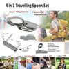 1779 4-in-1 Stainless Steel Travel/Camping Folding Multi Swiss Cutlery Set DeoDap