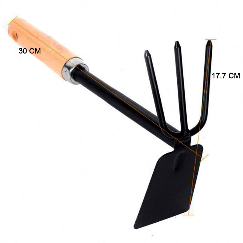 1578 2 in 1 Double Hoe Gardening Tool with Wooden Handle DeoDap