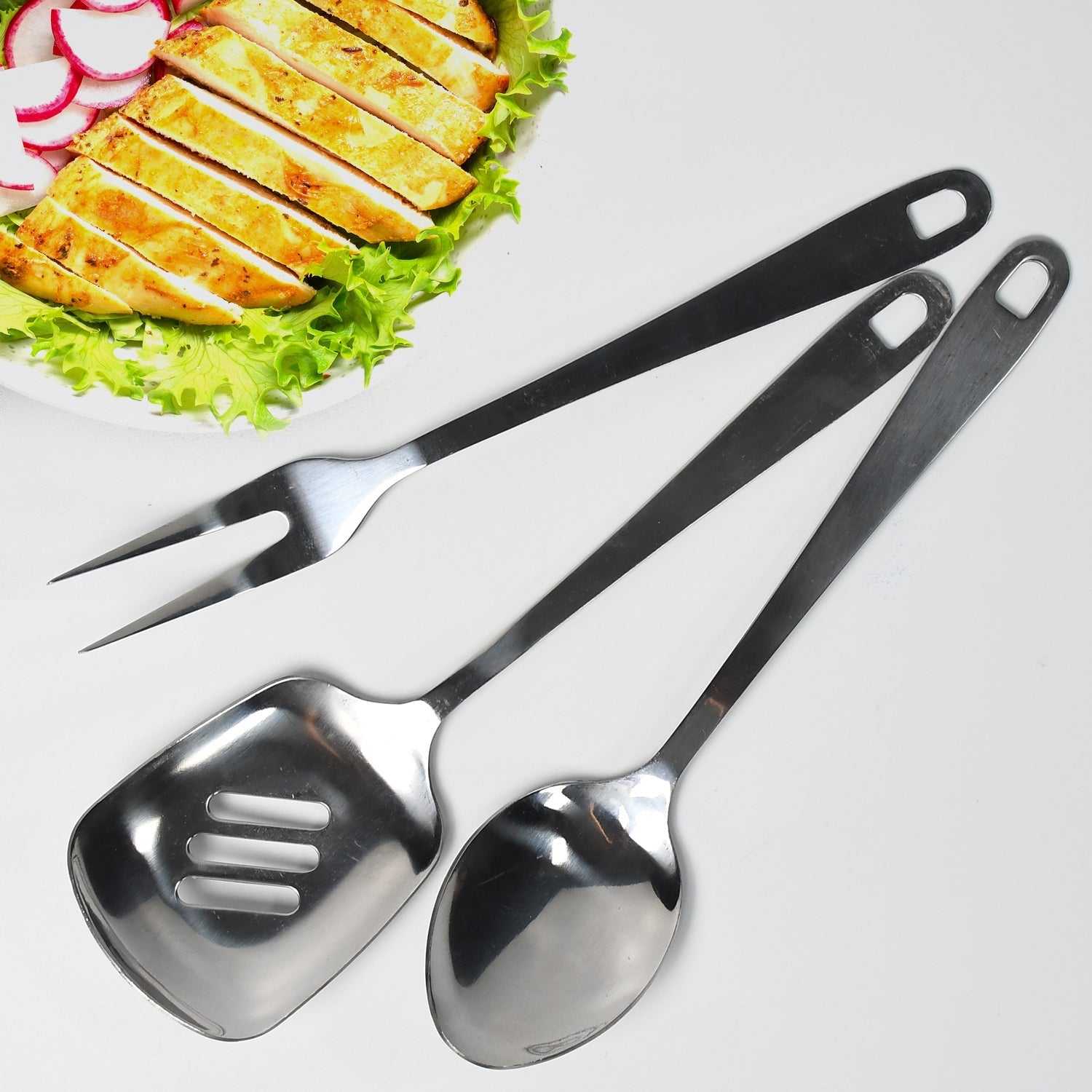 2491A SERVING SPOON SET COOKING SPOON SET HIGH QUALITY PREMIUM SPOON SET ( 3PC SET ). DeoDap