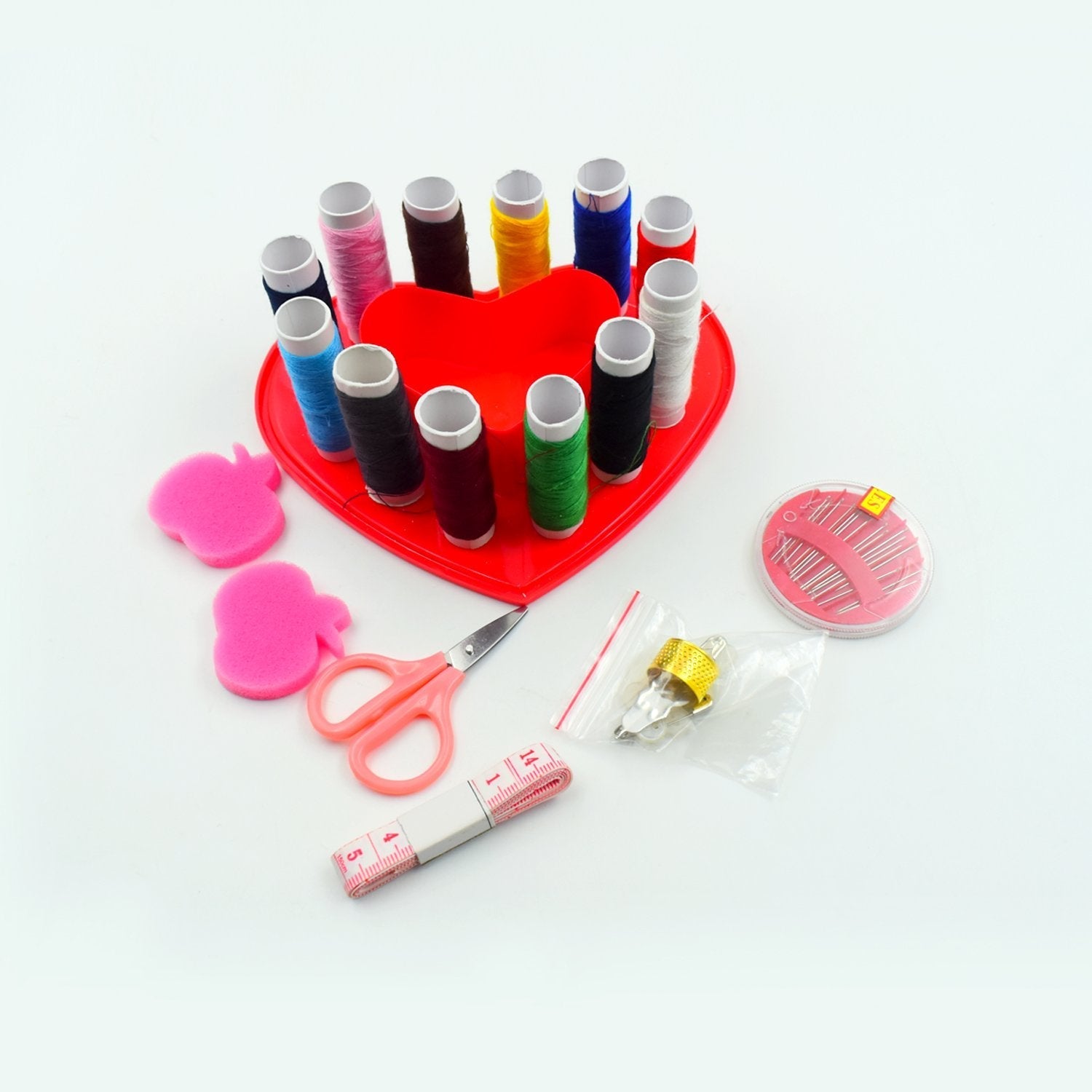 6045 Heart-Shaped Sewing Box Multi-Functional Convenient Sewing Tools DeoDap