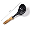 2589 Wooden Handle Design Silicone Kitchenware Non-stick Cookware Cooking Shovel Spoon Slotted Shovel Kitchen Utensils with Storage Bucket DeoDap