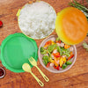 5313 Burger Shape Lunch Box Plastic Lunch Box Food Container Sets Double Layer Lunchbox 1000ml With 2 Spoon Applicable to Kids and Elementary School Students DeoDap