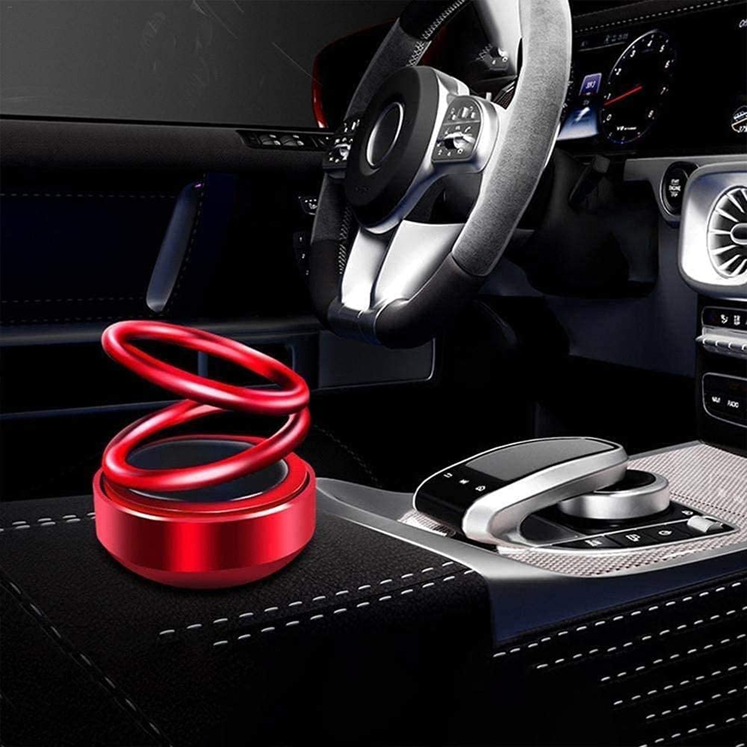 6319 Solar Power Car Aroma Diffuser 360°Double Ring Rotating Design, Car Fragrance Diffuser, Car Perfume Air Freshener for Dashboard Home Office DeoDap