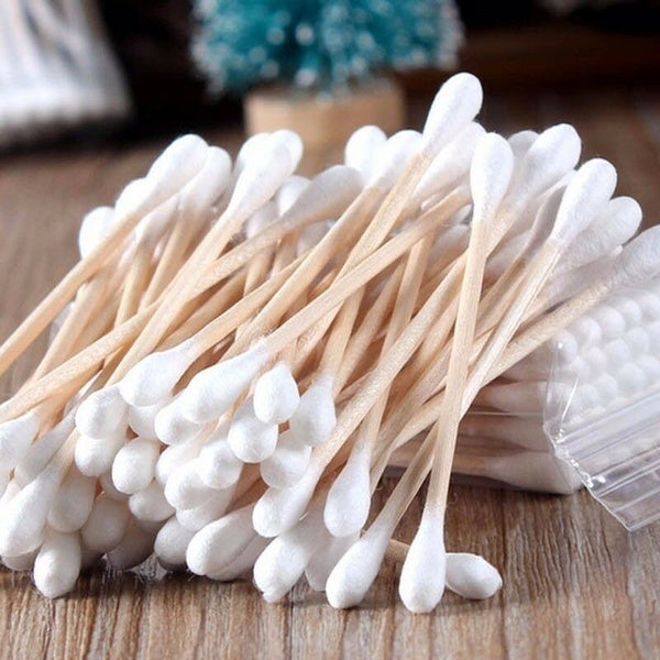 6016 Cotton Swabs Bamboo with Wooden Handles for Makeup Clean Care Ear Cleaning Wound Care Cosmetic Tool Double Head Biodegradable Eco Friendly (pack of 20) DeoDap