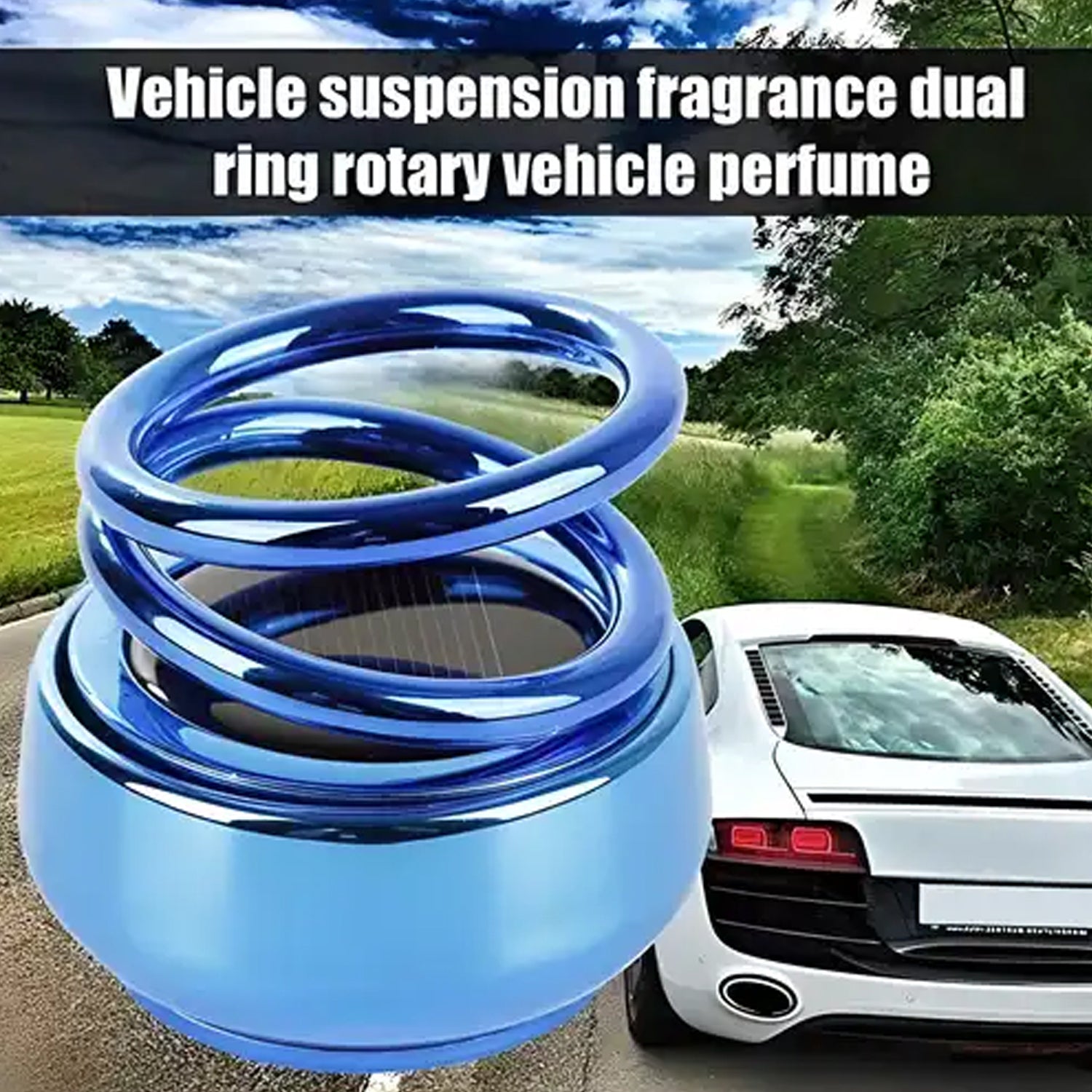 6319 Solar Power Car Aroma Diffuser 360°Double Ring Rotating Design, Car Fragrance Diffuser, Car Perfume Air Freshener for Dashboard Home Office DeoDap