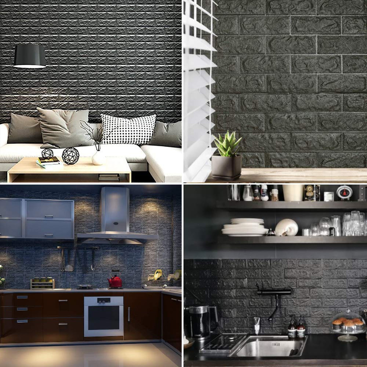 1715 Wall 3D Ceiling Wallpaper Tiles Panel Vinyl Stickers Self-Adhesive for Home (Black) DeoDap