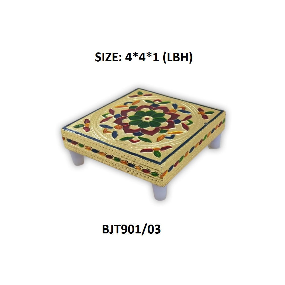 2122 Multipurpose Traditional Decorative Design Wooden Chowki/Bajot DeoDap