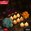 6433 Set of 8Pcs With transparent box. Flameless Floating Candles Battery Operated Tea Lights Tealight Candle - Decorative, Wedding. DeoDap