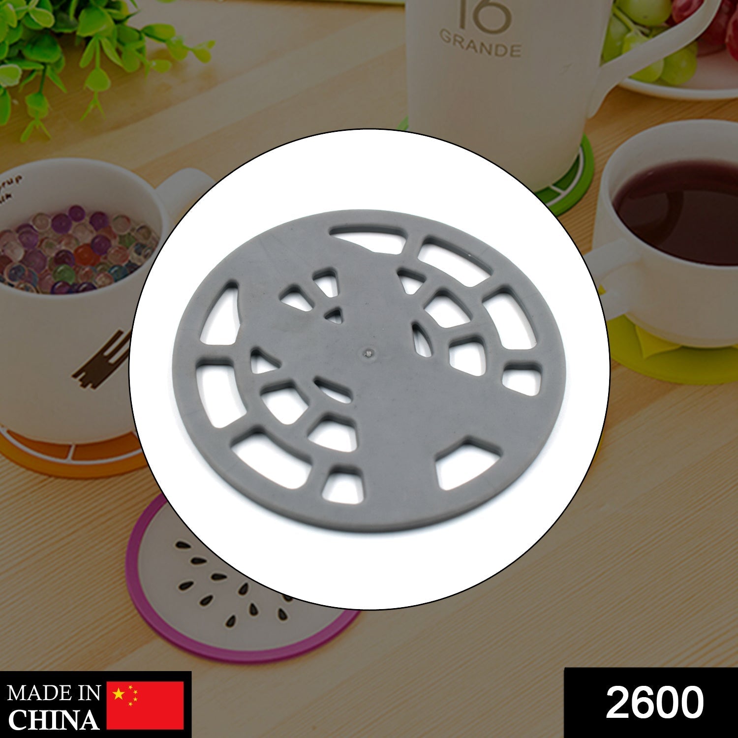 2600 1Pc Silicone Fancy Coaster for holding bowls and utensils including all kitchen purposes. DeoDap