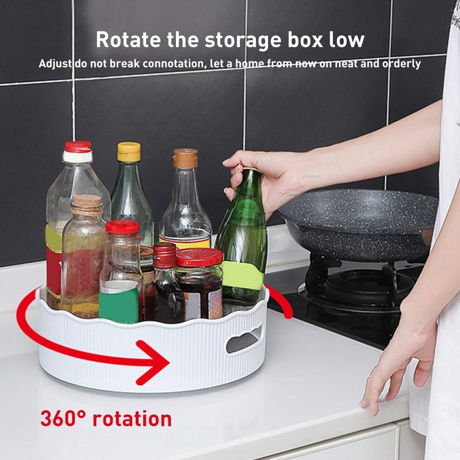 2840B 360 Degree Rotating Kitchen Organizer Trolley For Storage / Revolving Tray / Turntable Dining Table Organizer DeoDap