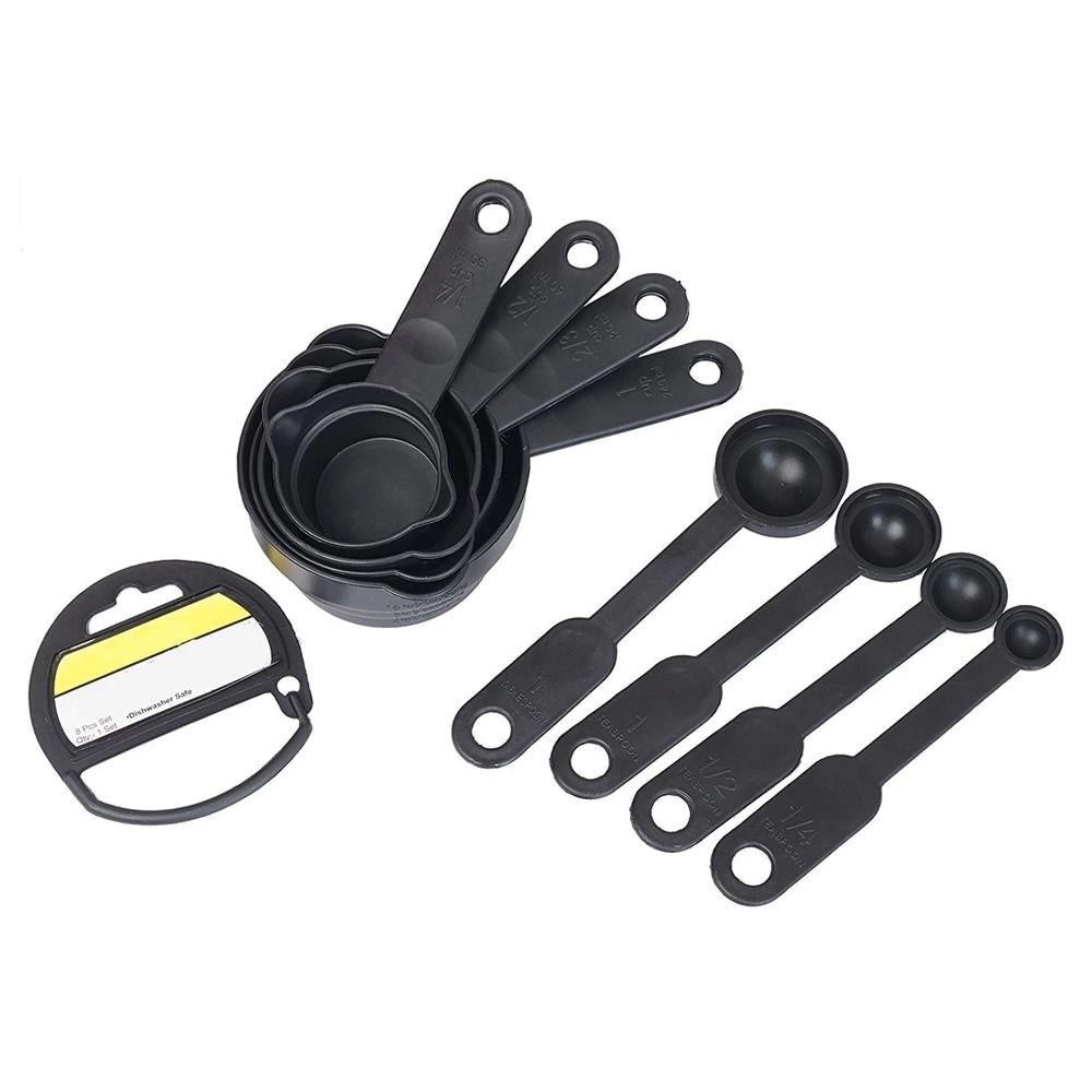 106 Plastic Measuring Cups and Spoons (8 Pcs, Black) AAR HYPERMART PVT LTD