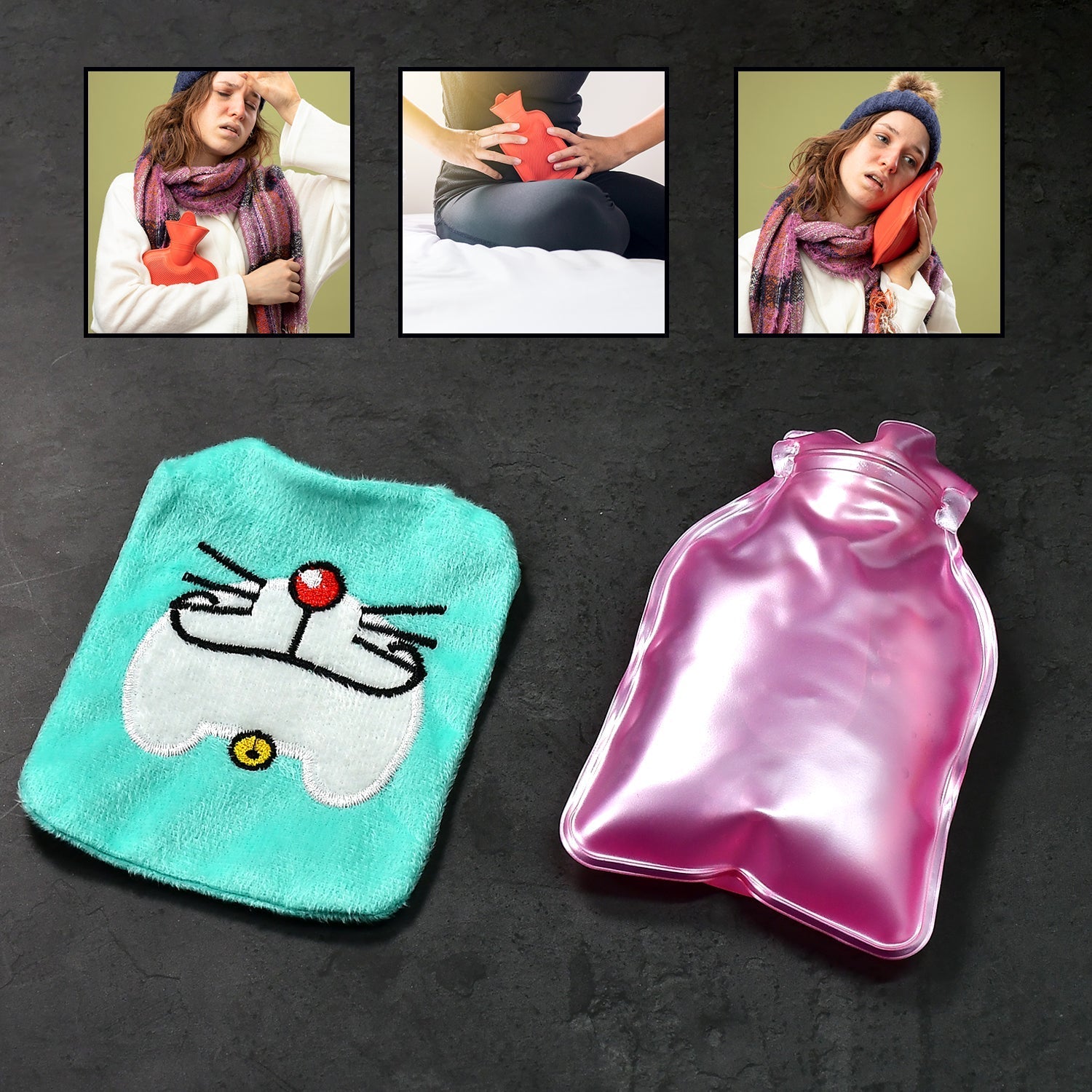 6529 Doremon Cartoon small Hot Water Bag with Cover for Pain Relief, Neck, Shoulder Pain and Hand, Feet Warmer, Menstrual Cramps. DeoDap