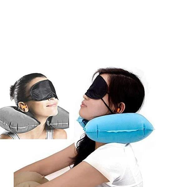 505 -3-in-1 Air Travel Kit with Pillow, Ear Buds & Eye Mask AAR HYPERMART PVT LTD WITH BZ LOGO