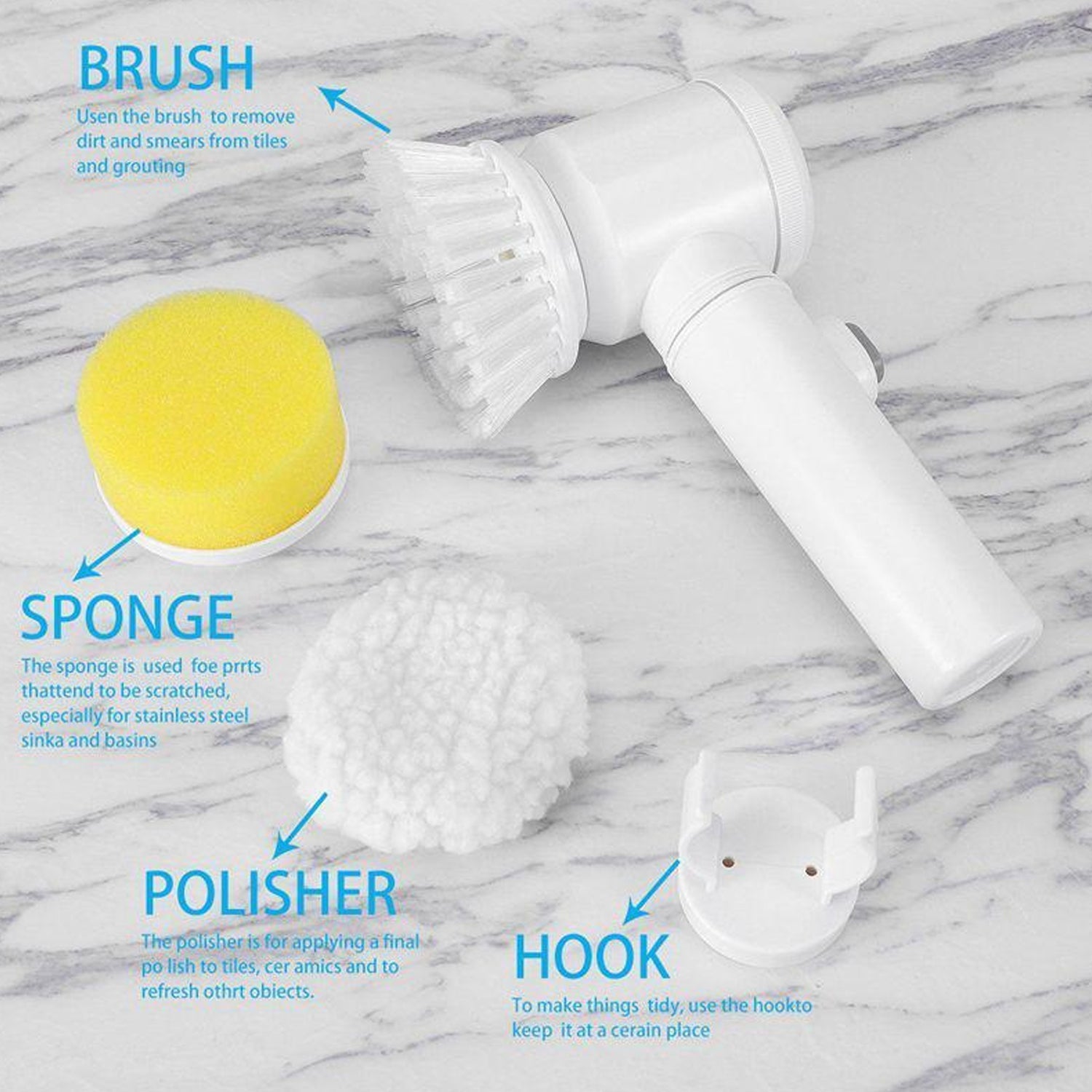 6329 5in1 Home Kitchen Electric Cleaning Brush, Electric Spin Scrubber DeoDap