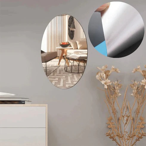 9053A SMALL OVAL FRAME LESS MIRROR WALL STICKER FOR DRESSING DeoDap