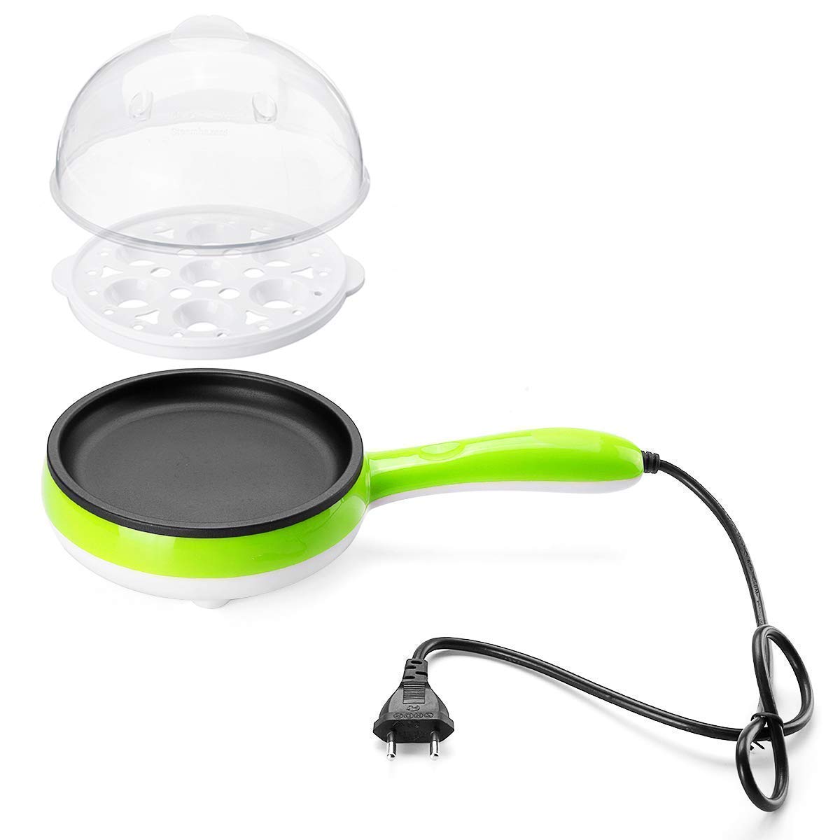 2150 Multi functional Electric 2 in 1 Egg Frying Pan with Egg Boiler Machine Measuring Cup with Handle DeoDap