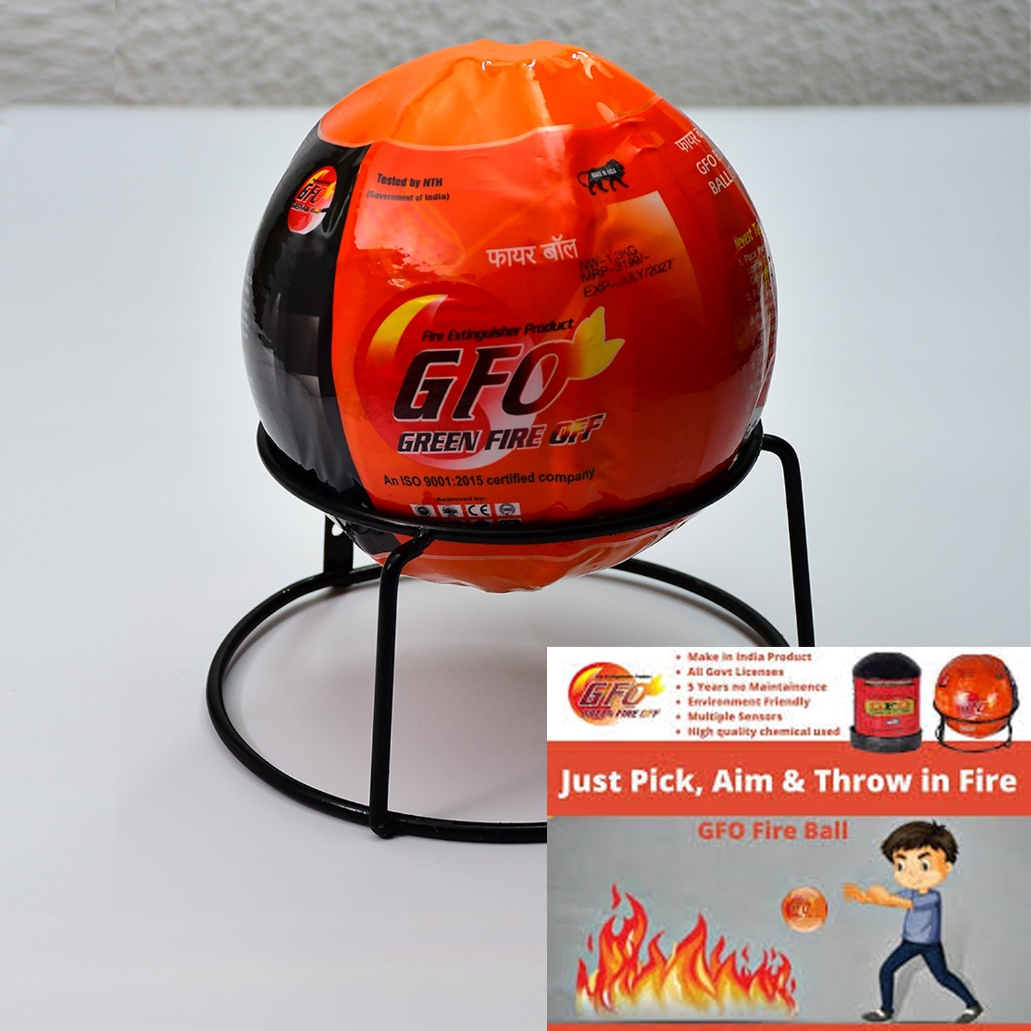 4971 GFO (Green Fire Ball) Automatic Fire Safety Ball for Office School Warehouse Home | FIRE Extinguisher Ball. DeoDap