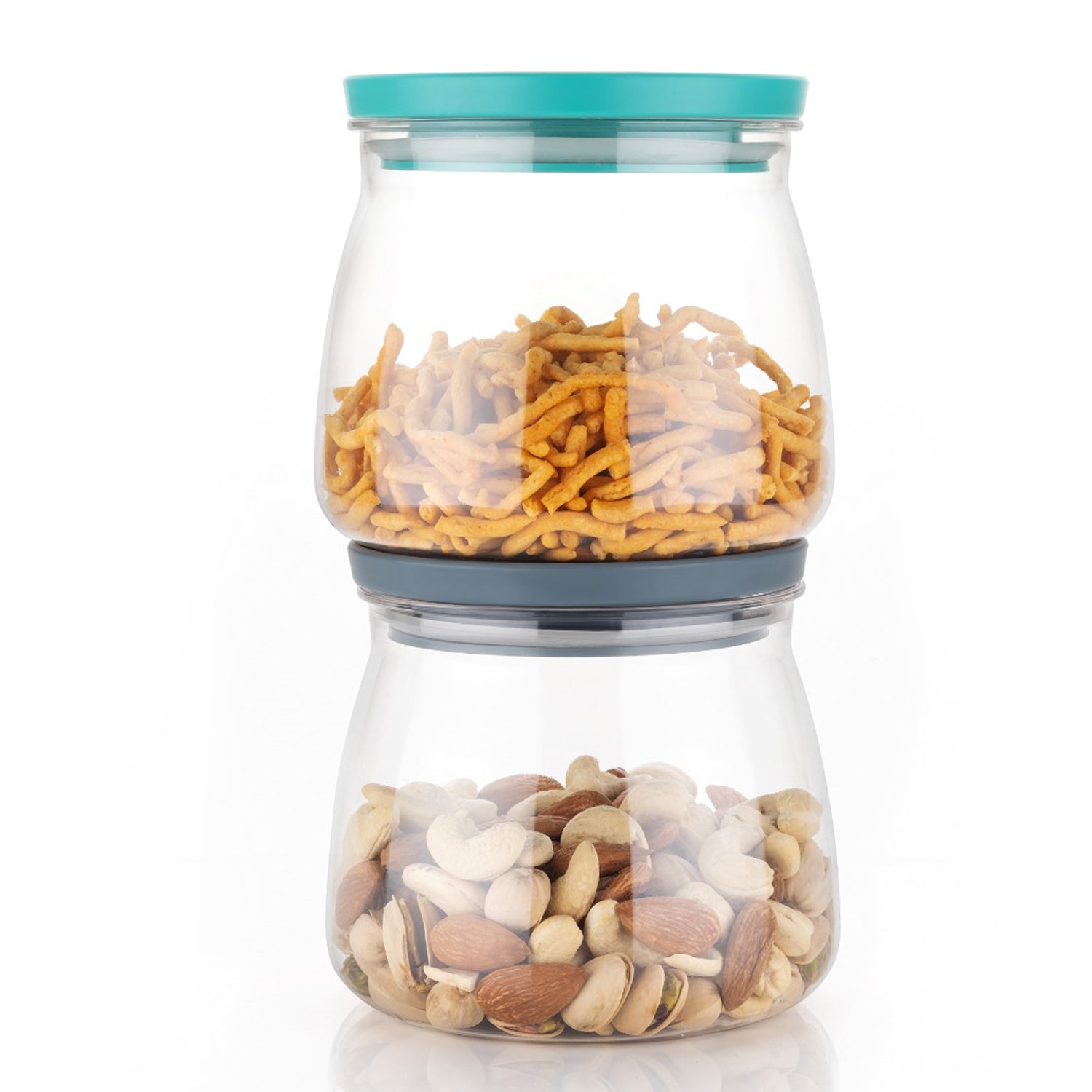 2286 Matka Shaped Jar with Air Tight & Leak Proof Lid (Multicolour) (Set of 6) (900Ml) DeoDap