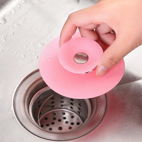 1163 Creative 2-in-1 Silicone Sewer Sink Sealer Cover Drainer (multicolour) DeoDap