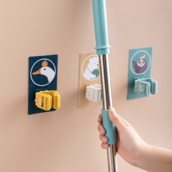 1633 Magic Sticker Series Self Adhesive Mop and Broom Holder DeoDap