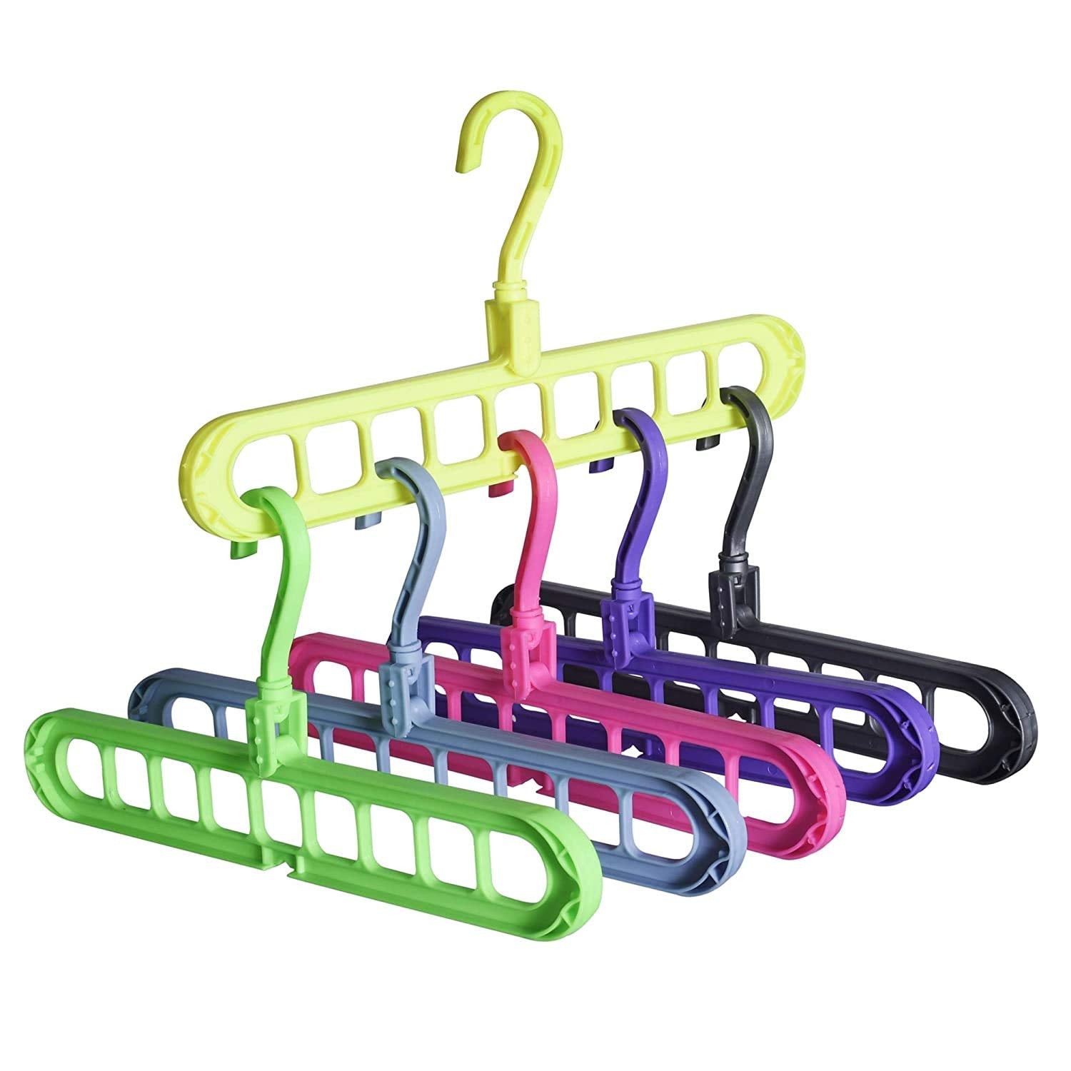 1553 Anti-Skid Plastic 9-Holes Magic Wardrobe Folding Hangers DeoDap