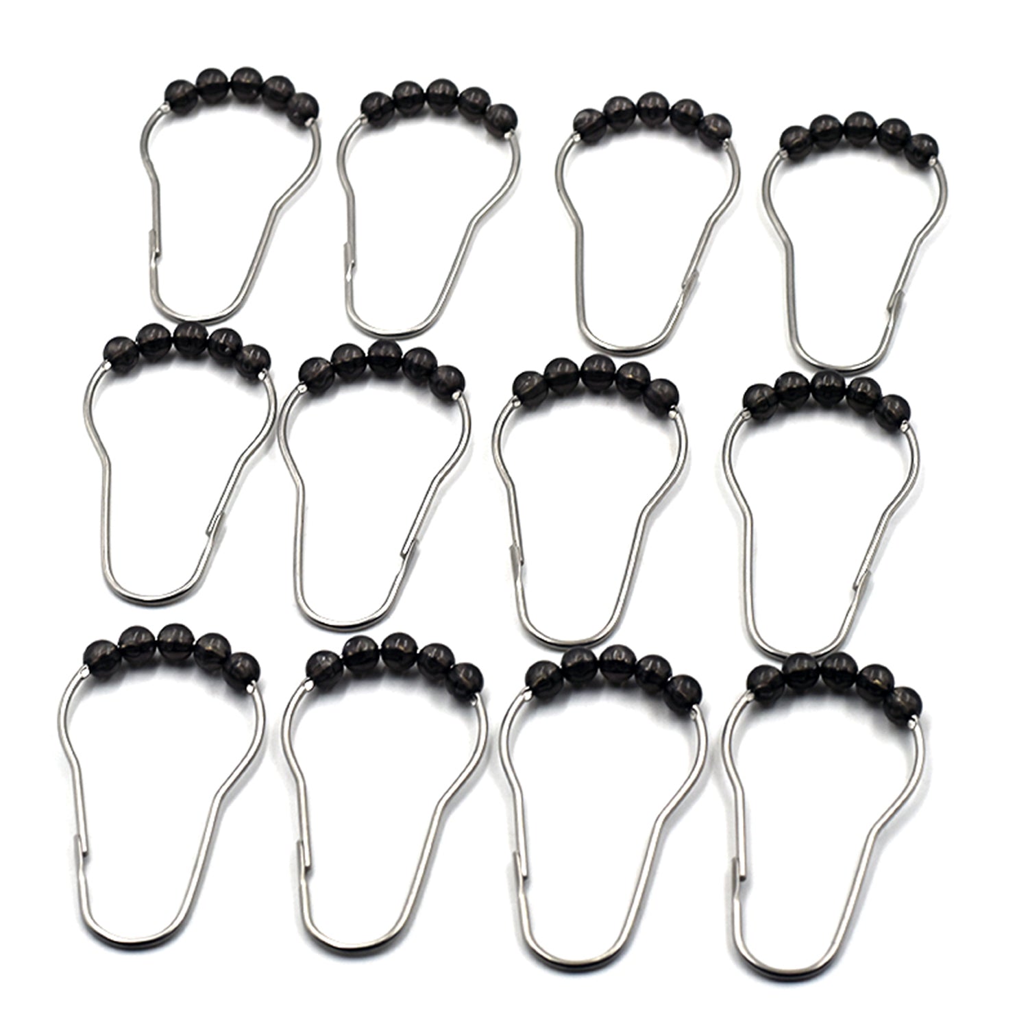 1797 Stainless Steel Bath Drape Clasp Curtain Hooks (Pack of 12 Pcs) DeoDap