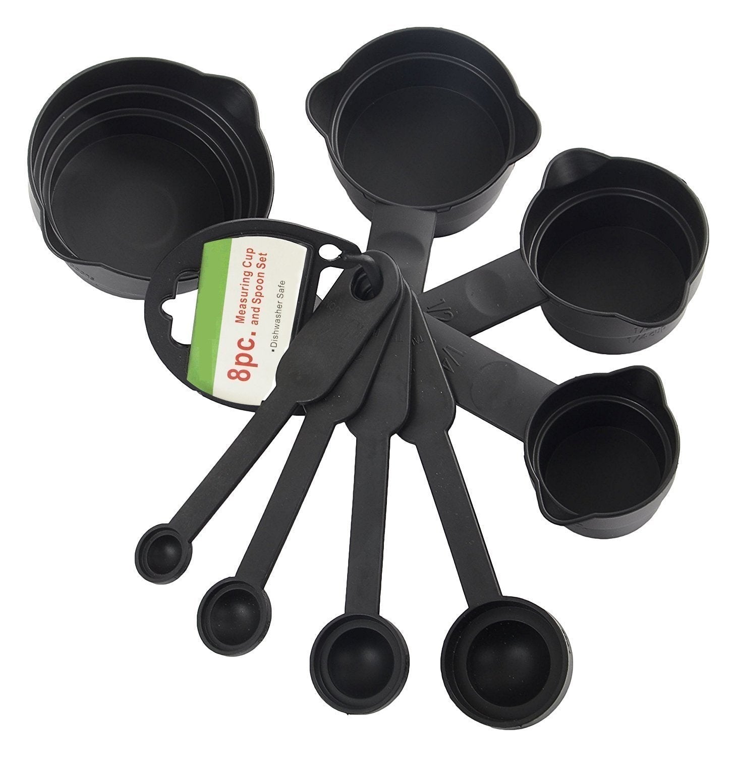 106 Plastic Measuring Cups and Spoons (8 Pcs, Black) AAR HYPERMART PVT LTD