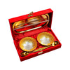 2947 Gold Silver Plated 2 Bowl 2 Spoon Tray Set Brass with Red Velvet Gift Box Serving Dry Fruits Desserts Gift DeoDap