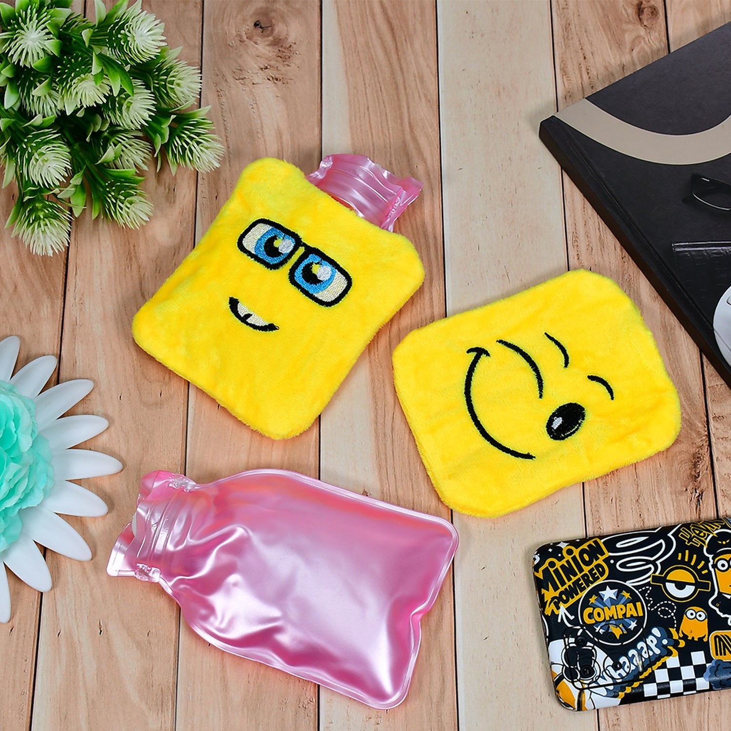 6535 1pc Mix Emoji designs small Hot Water Bag with Cover for Pain Relief, Neck, Shoulder Pain and Hand, Feet Warmer, Menstrual Cramps. DeoDap