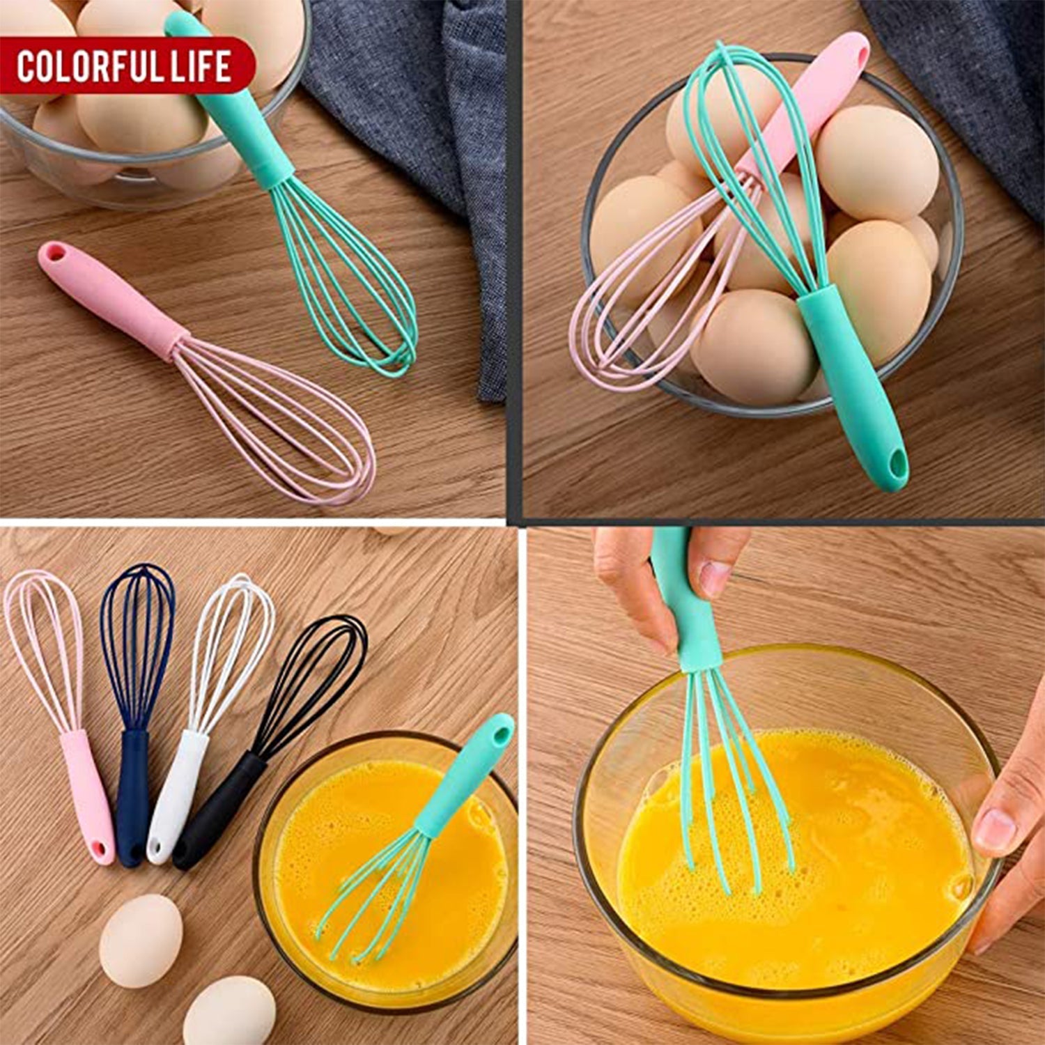 2930 Manual Whisk Mixer Silicone Whisk, Cream Whisk, Flour Mixer, Rotary Egg Mixer, Kitchen Baking Tool. DeoDap